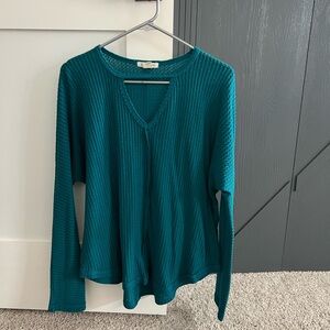 Billabong waffle knit turquoise top Medium